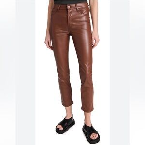 Mother faux leather pants size 27 straight leg brown mid rise dazzler ankle